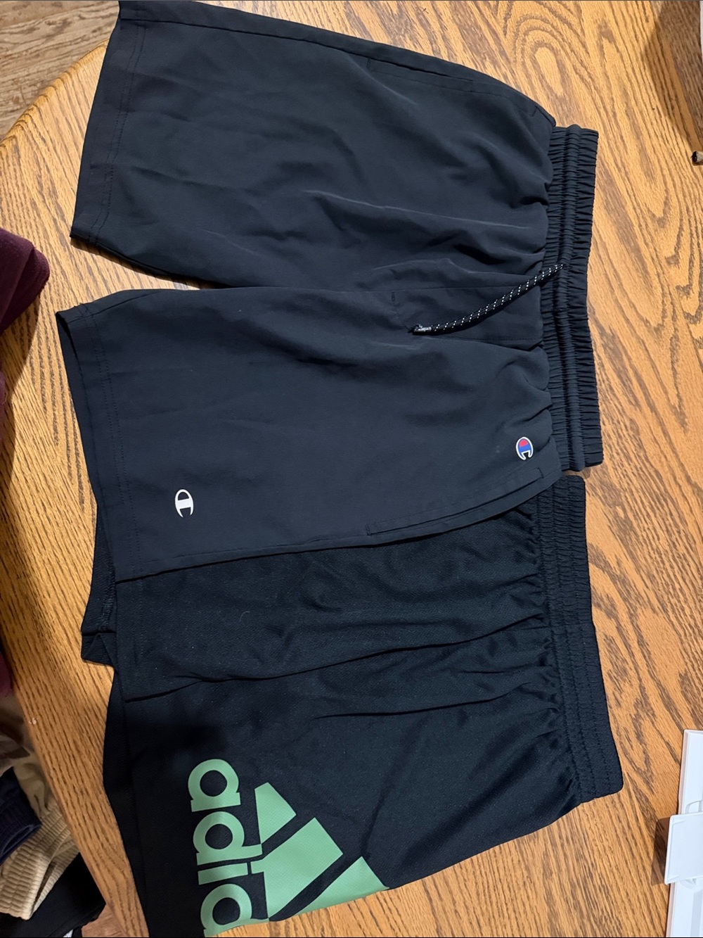 Champion + Adidas Boys Black Athletic Shorts Set